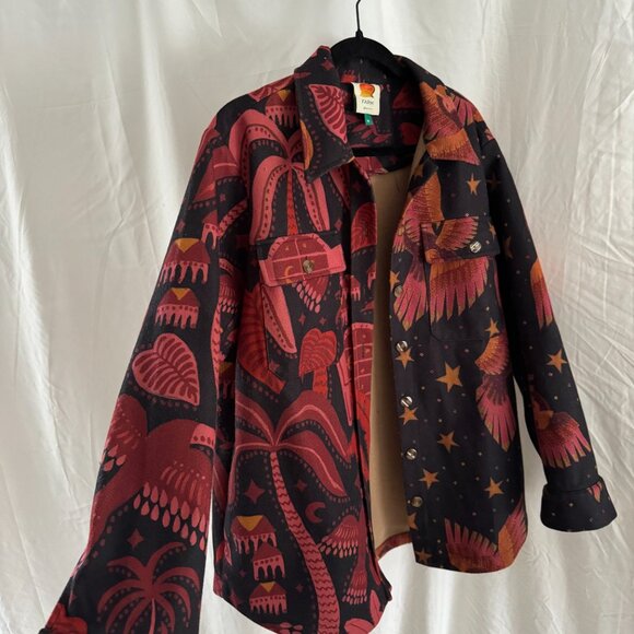 Farm Rio mixed print, fleece shirt flannel Jacket - Picture 5 of 6